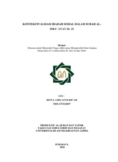 Kontekstualisasi ibadah sosial dalam surah al Isra' ayat 26-31