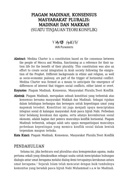 Top PDF Piagam Madinah, Konsensus Masyarakat Pluralis: Madinah Dan Makkah  (Suatu Tinjauan Teori Konflik) - 123dok.com
