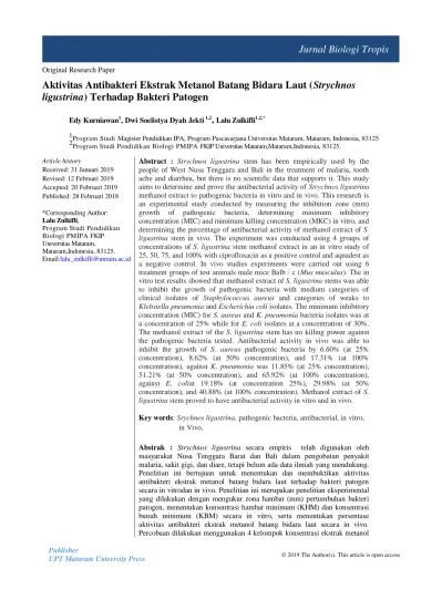 Top PDF AKTIVITAS ANTIBAKTERI EKSTRAK METANOL BATANG BIDARA LAUT (Strychnos  ligustrina) TERHADAP BAKTERI PATOGEN - 123dok.com