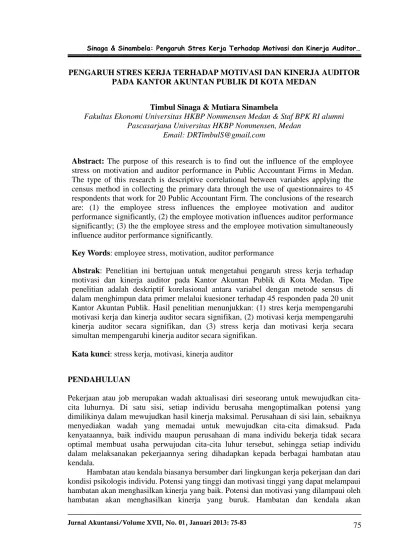 Top PDF Pengaruh Stres Kerja Terhadap Motivasi Dan Kinerja Auditor Pada Kantor  Akuntan Publik Di Kota Medan - 123dok.com