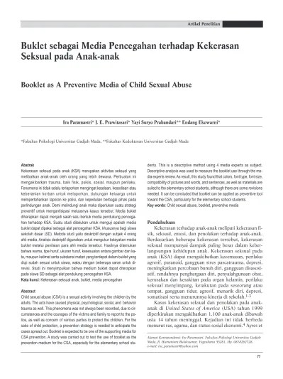 Buklet sebagai Media Pencegahan terhadap Kekerasan Seksual pada Anak-anak