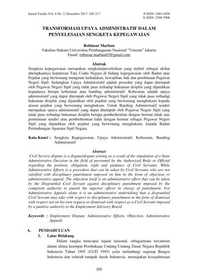 Top PDF Transformasi Upaya Administratif dalam Penyelesaian Sengketa  Kepegawaian - 123dok.com