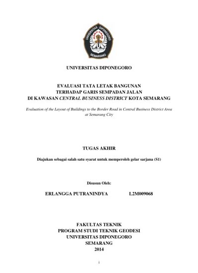 EVALUASI TATA LETAK BANGUNAN TERHADAP GARIS SEMPADAN JALAN DI KAWASAN  CENTRAL BUSINESS DISTRICT KOTA SEMARANG - Diponegoro University |  Institutional Repository (UNDIP-IR)