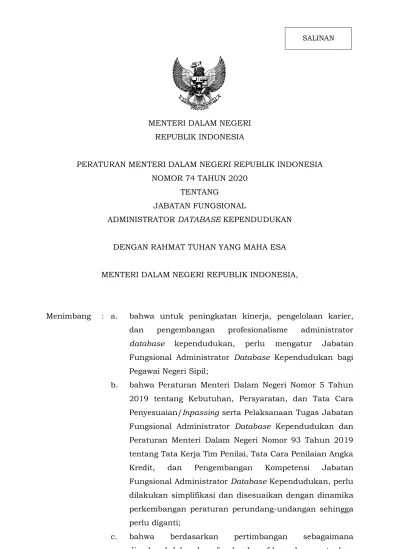 MENTERI DALAM NEGERI REPUBLIK INDONESIA