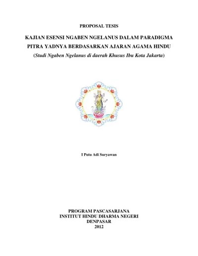 KAJIAN ESENSI NGABEN NGELANUS DALAM PARADIGMA PITRA YADNYA BERDASARKAN AJARAN  AGAMA HINDU (Studi Ngaben Ngelanus di daerah Khusus Ibu Kota Jakarta)