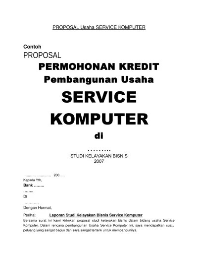 Proposal Usaha Service Komputer