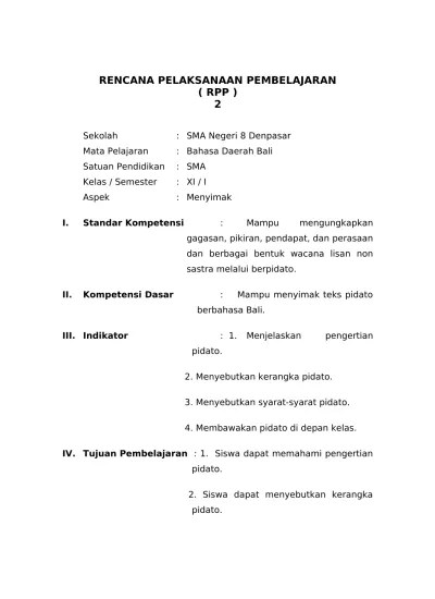 RENCANA PELAKSANAAN PEMBELAJARAN ( RPP ) 2