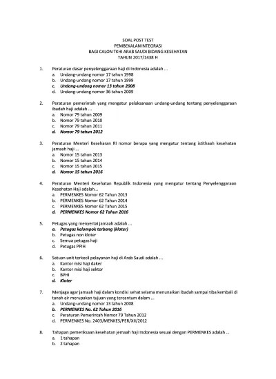 Soal Post Test Integrasi 2017
