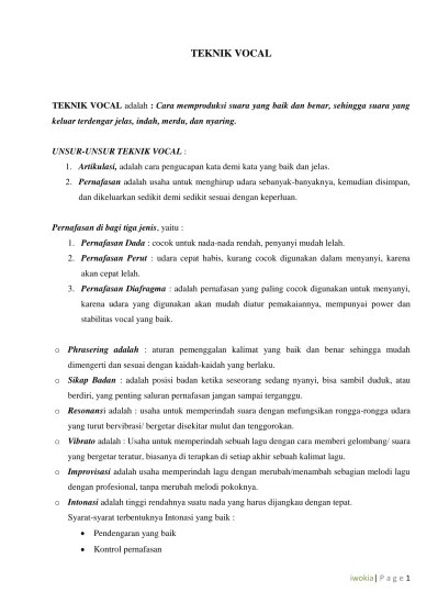 UNSUR-UNSUR TEKNIK VOCAL