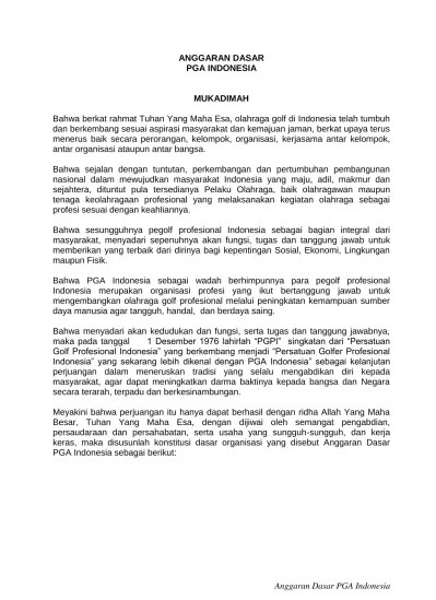 ANGGARAN DASAR PGA INDONESIA MUKADIMAH