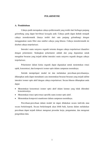 POLARIMETRI. A. Pendahuluan