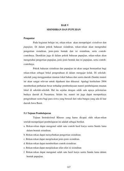 BAB V SISINDIRAN DAN PUPUJIAN