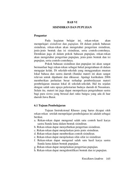 BAB VI SISINDIRAN DAN PUPUJIAN