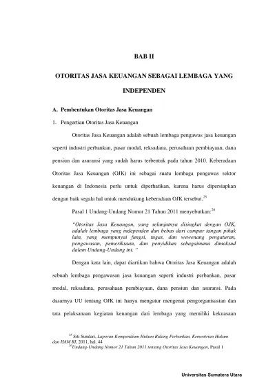 BAB II OTORITAS JASA KEUANGAN SEBAGAI LEMBAGA YANG INDEPENDEN