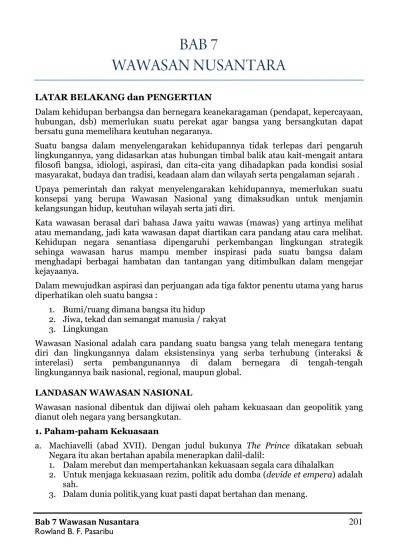 Bab 7 Wawasan Nusantara Dalam Konteks Negara Kesatuan Republik Indonesia