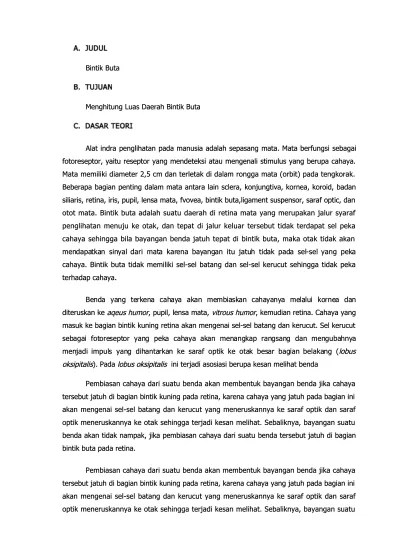 LAPORAN BIOLOGI ( Daerah Bintik Buta )