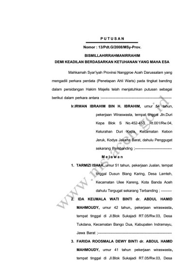 Surat Penetapan Ahli Waris