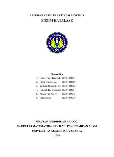 Laporan Resmi Praktikum Biokimia Enzim Katalase