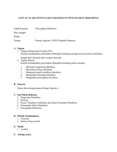 Top PDF Satuan Acara Penyuluhan Kesehatan Pencegahan Dekubitus - 123dok.com