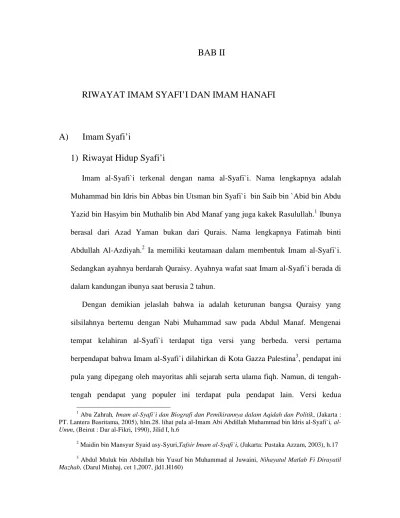 BAB II RIWAYAT IMAM SYAFI I DAN IMAM HANAFI