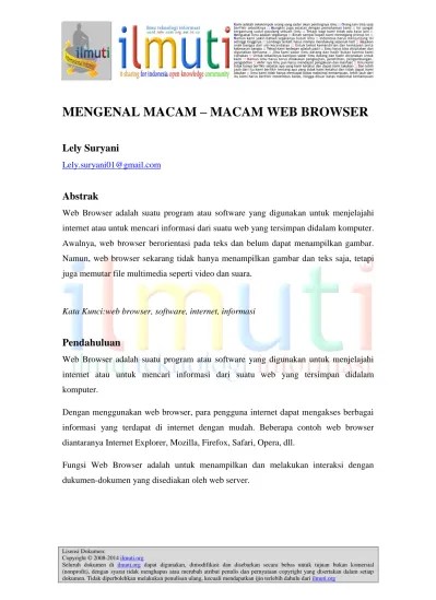 MENGENAL MACAM MACAM WEB BROWSER