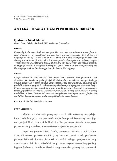 ANTARA FILSAFAT DAN PENDIDIKAN BAHASA