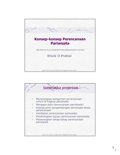 Konsep-konsep Perencanaan Pariwisata. Sistematika presentasi