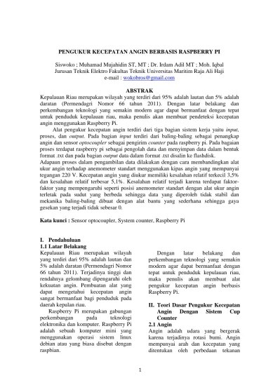 PENGUKUR KECEPATAN ANGIN BERBASIS RASPBERRY PI