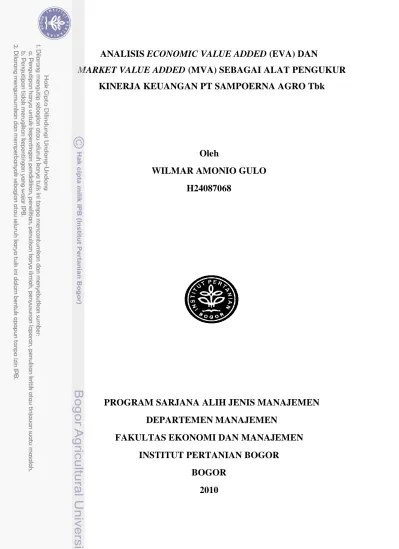 Analisis Economic Value Added (Eva) Dan Market Value Added (Mva) Sebagai  Alat Pengukur Kinerja Keuangan Pt Sampoerna Agro Tbk Analisis Economic Value Added (Eva) Dan Market Value Added (Mva) Sebagai  Alat Pengukur Kinerja Keuangan Pt Sampoerna Agro Tbk