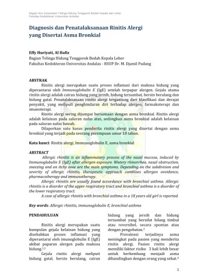 Diagnosis dan Penatalaksanaan Rinitis Alergi yang Disertai Asma Bronkial