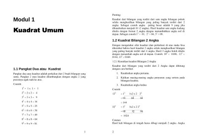 Kuadrat Umum. Modul Kuadrat Bilangan 2 Angka. 1.1 Pangkat Dua atau Kuadrat
