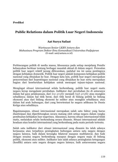 Public Relations dalam Politik Luar Negeri Indonesia
