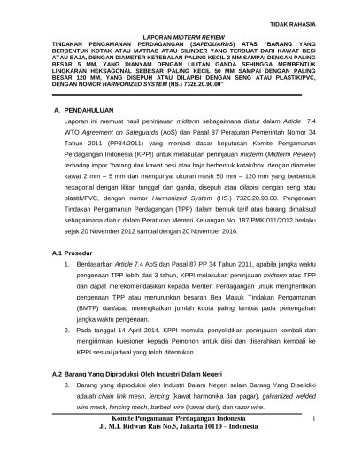 KPPI) Komite Pengamanan Perdagangan Indonesia (KPPI)