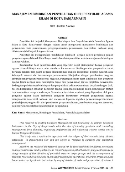 MANAJEMEN BIMBINGAN PENYULUHAN OLEH PENYULUH AGAMA ISLAM DI KOTA BANJARMASIN