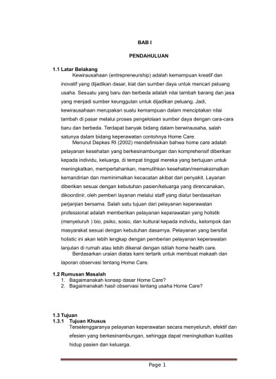 Proposal Usaha Toko Alat Kesehatan contoh proposal kewirausahaan home care