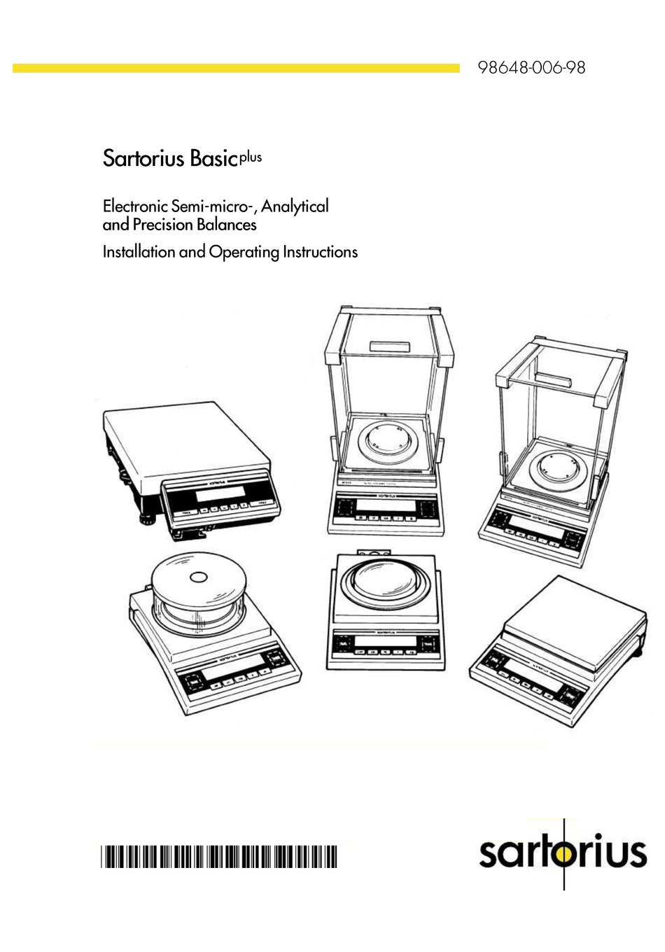 SARTORIUS BASIC PLUS INSTALLATION AND OPERATING INSTRUCTIONS MANUAL Pdf
