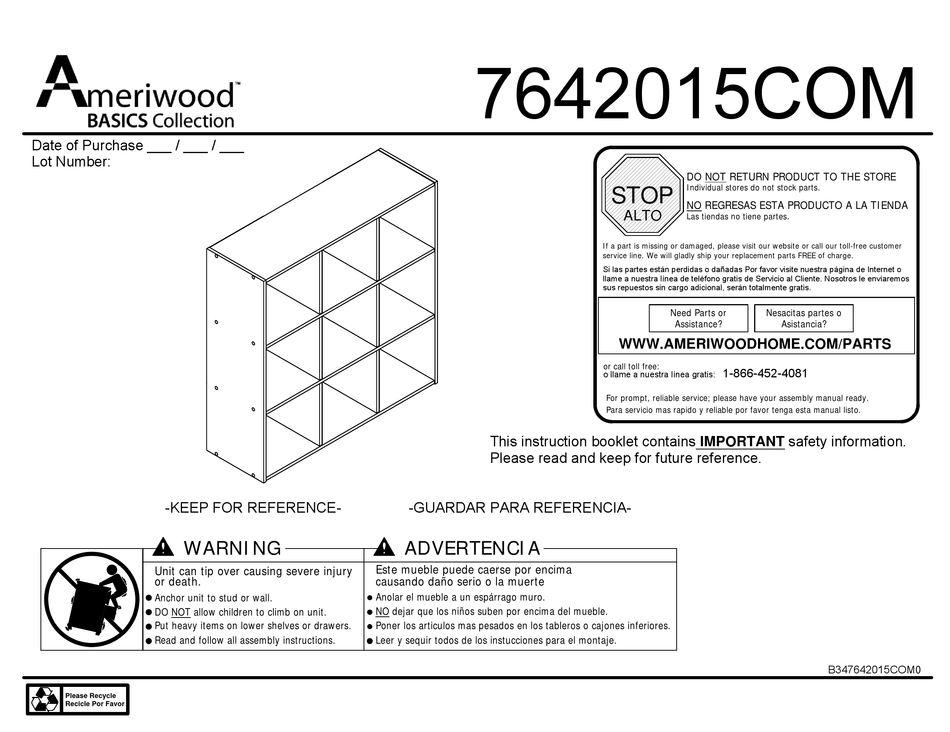 AMERIWOOD BASICS ASSEMBLY INSTRUCTIONS MANUAL Pdf Download