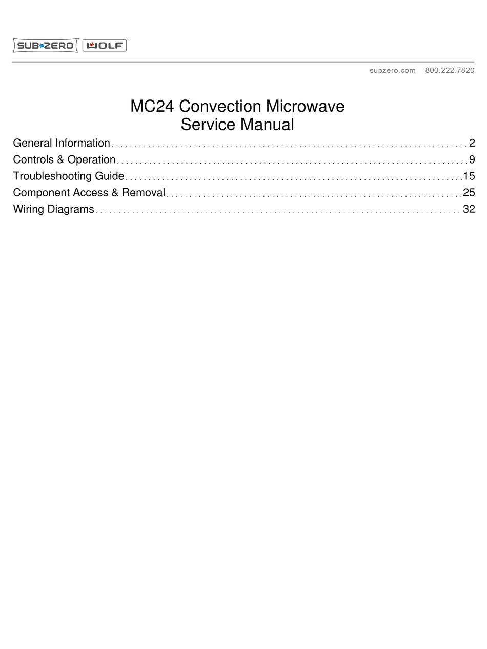 WOLF SUBZERO MC24 SERVICE MANUAL Pdf Download ManualsLib
