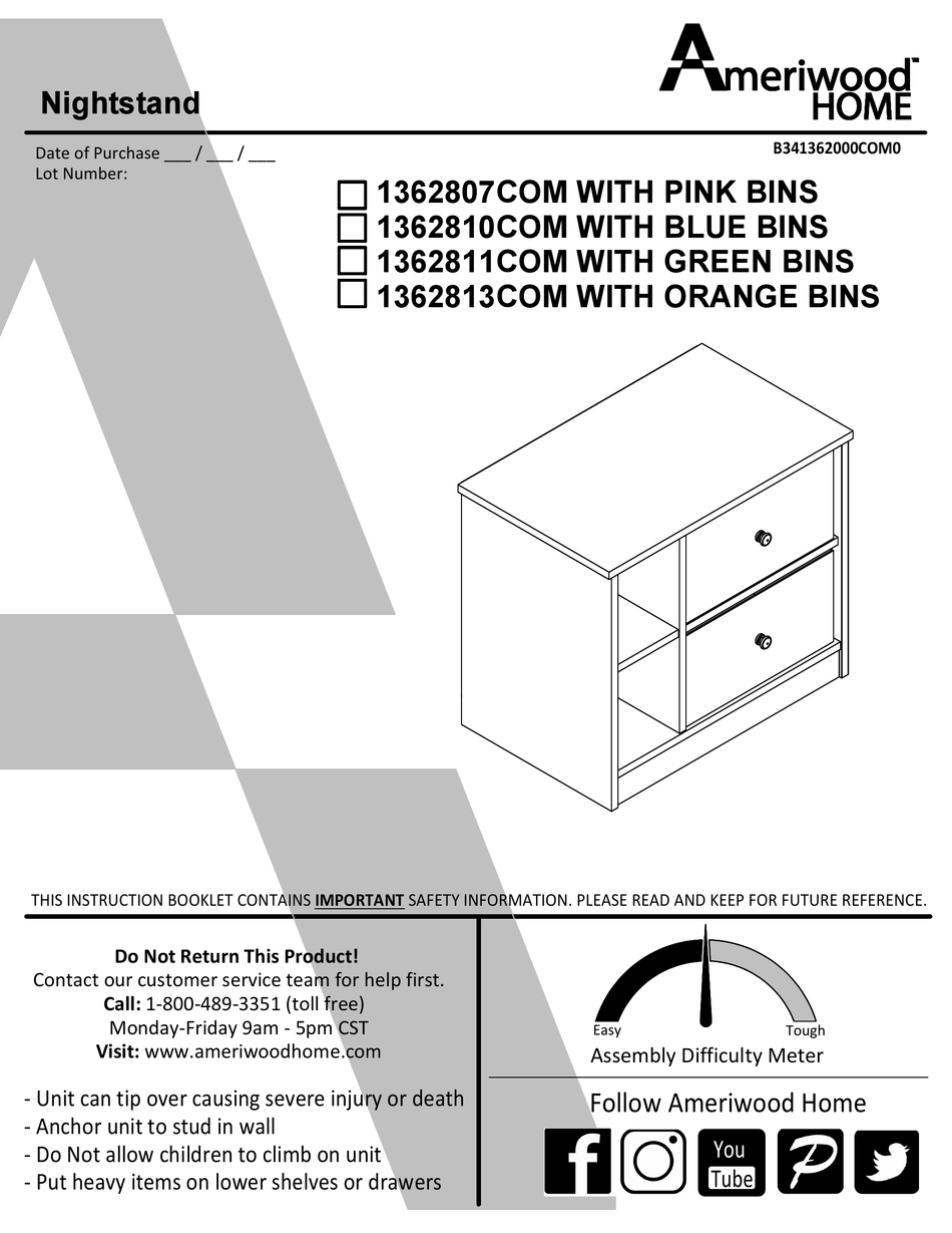 AMERIWOOD HOME ASSEMBLY INSTRUCTIONS MANUAL Pdf Download ManualsLib
