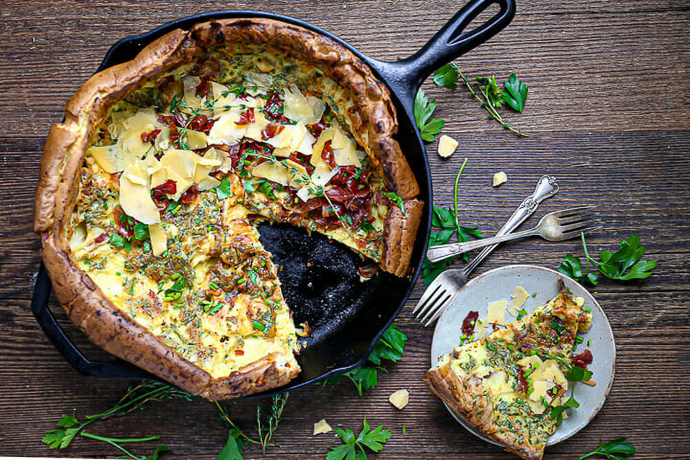 Savory dutch baby with gouda and crispy prosciutto Recipe The Feedfeed