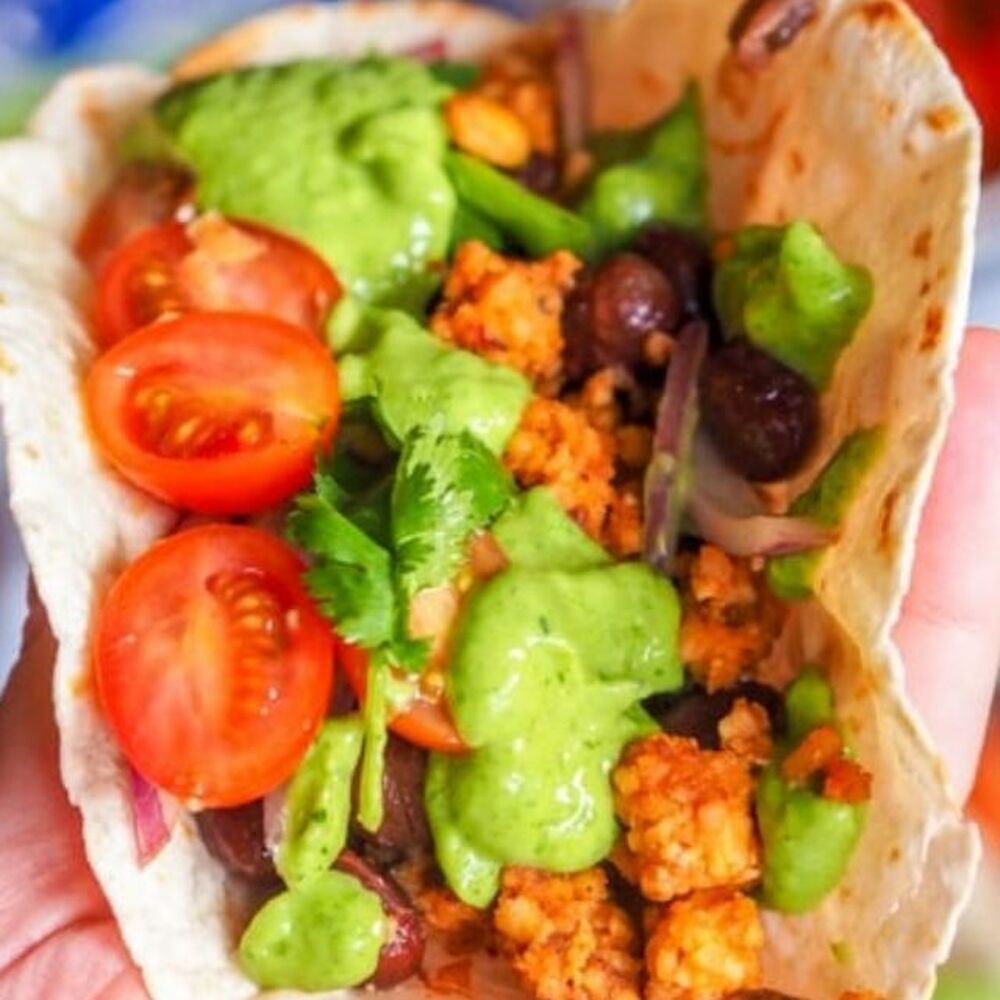 How to make tempeh tacos with creamy avocado cilantro sauce Recipe