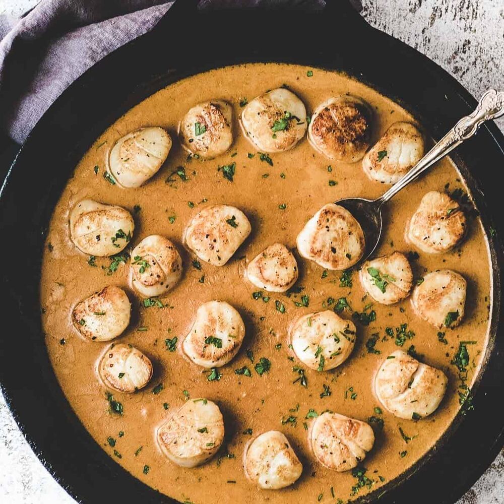 Sous Vide Scallops with Cajun Cream Sauce by thefrizzledleek Quick
