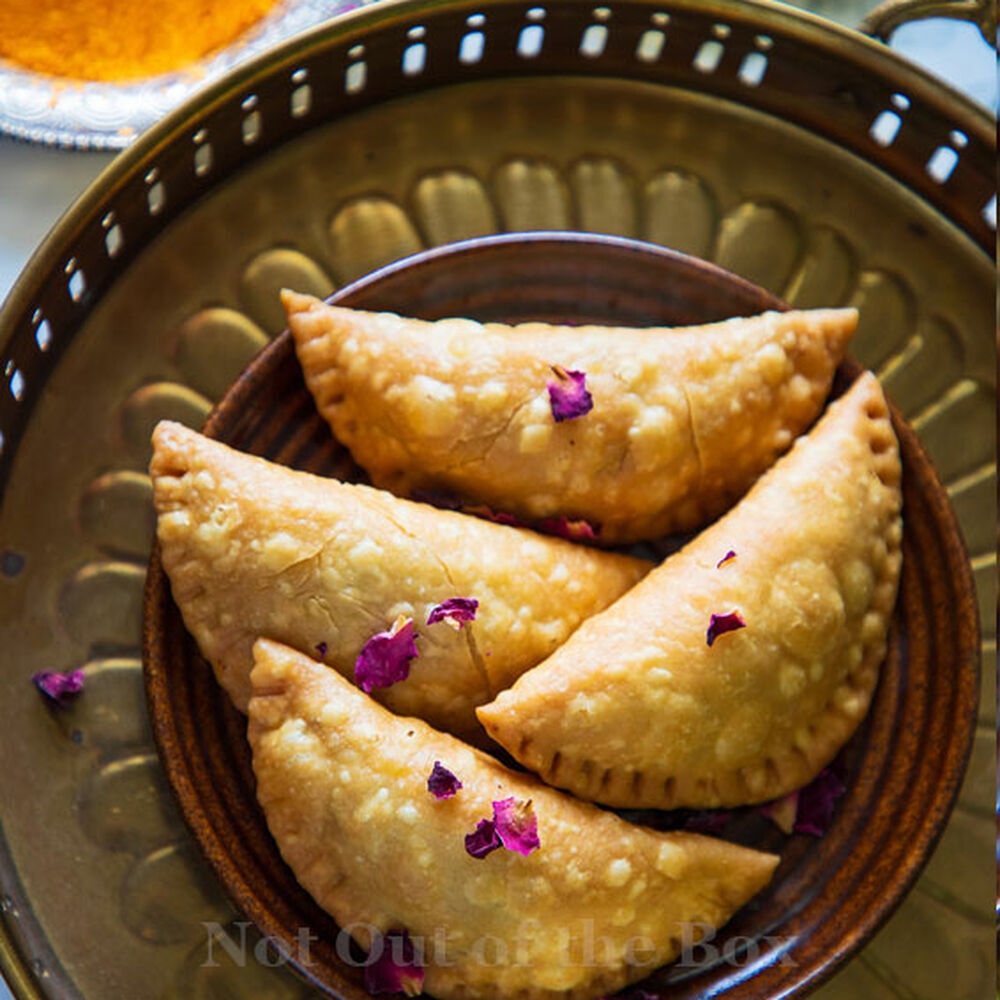 Mawa Gujiya (Fried, Air Fryer, and Baked) by notoutofthebox Quick