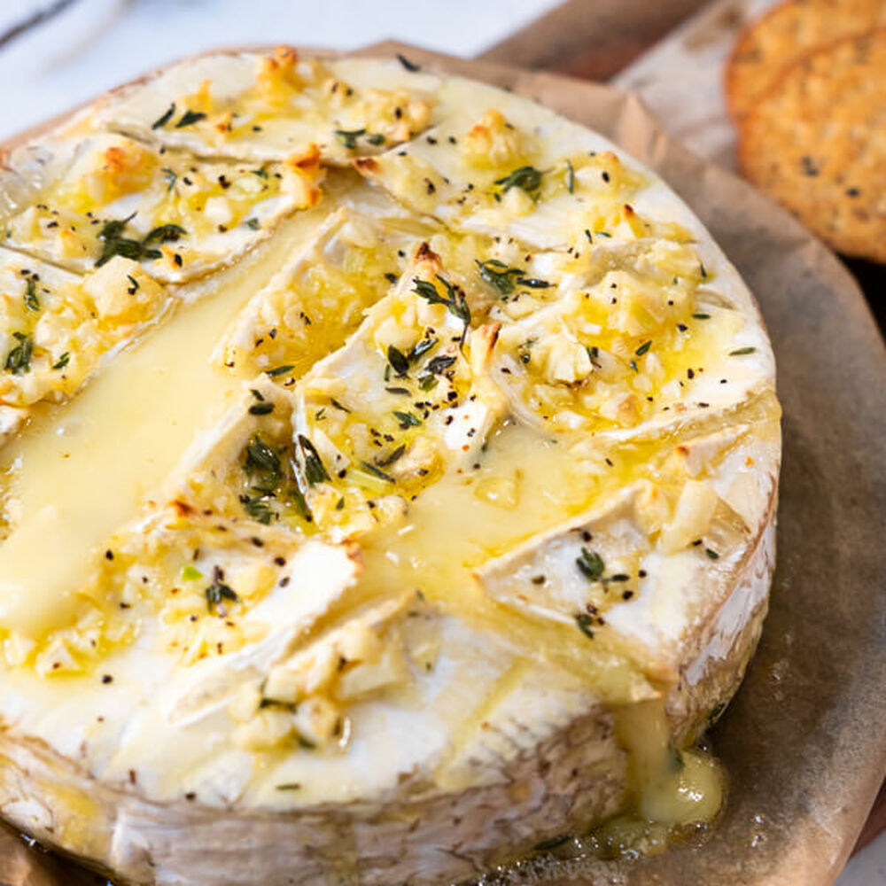 Garlic Butter Baked Brie The Feedfeed