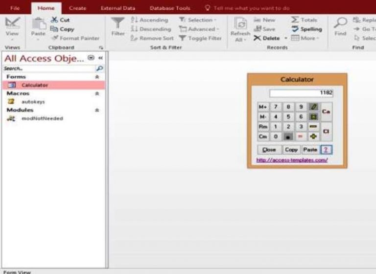 Microsoft Access Templates Calculator Form Example Access Database