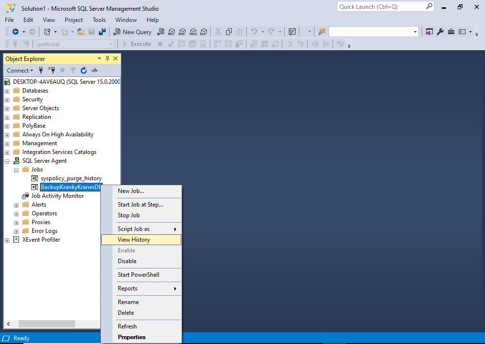 Create a SQL Server Agent Job using SSMS