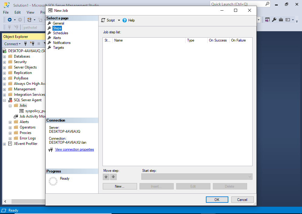 Create a SQL Server Agent Job using SSMS
