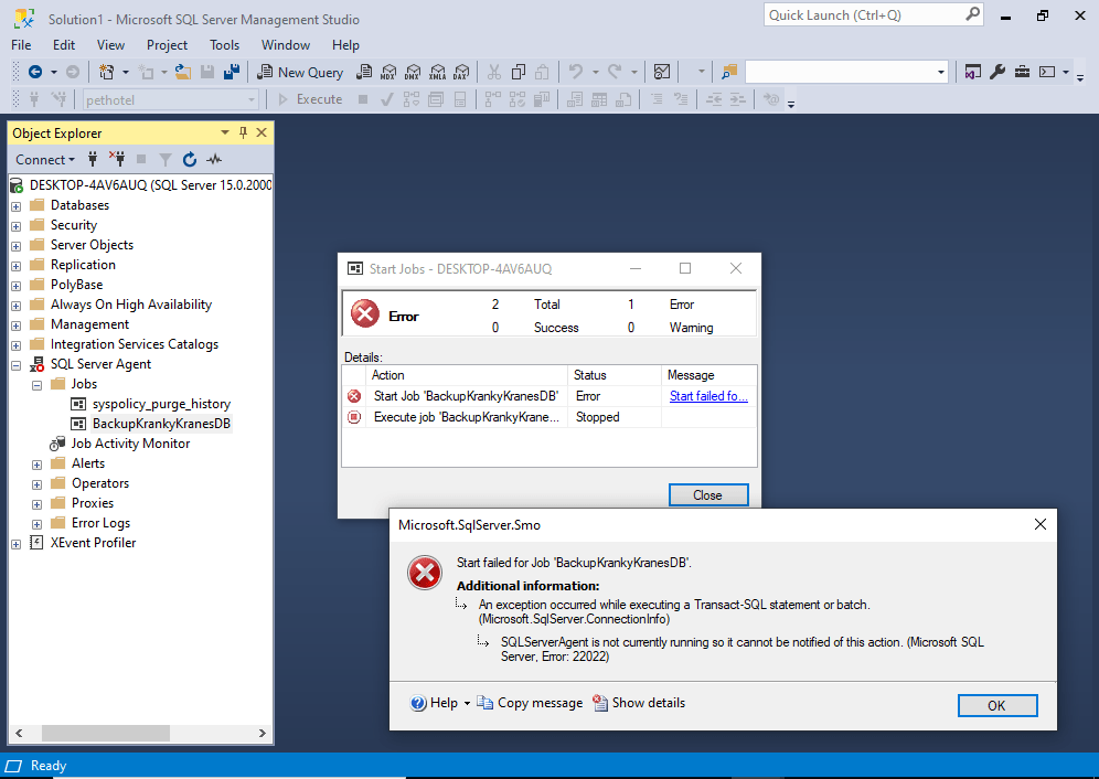 How to Fix “SQLServerAgent is not currently running…”