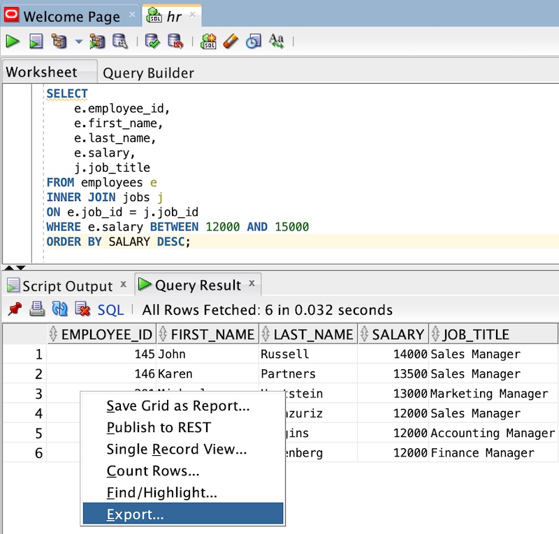 How To Select Table In Oracle Sql Developer