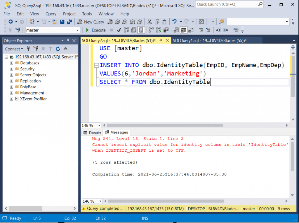 IDENTITY_INSERT in SQL Server